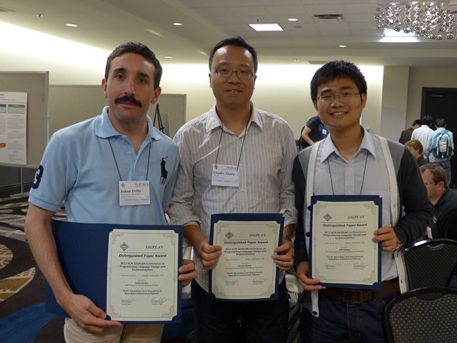 Mr Julian DOLBY from IBM Research, Prof Zhang, and Jeff at the award presentation ceremony