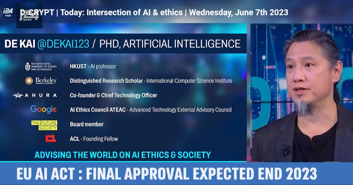 Prof. Dekai WU shared his views on the ethical implications of AI with i24NEWS, an Israeli-based international news channel