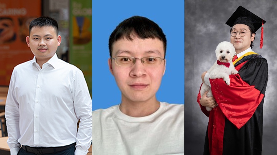 Honorable mentions recipients - Dr. Qichen WANG (Left), Dr. Peisen YAO (Middle) and Dr. Junxue ZHANG (Right)