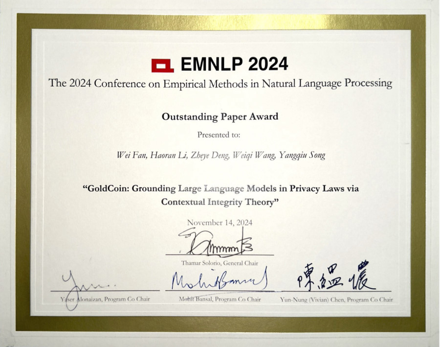 EMNLP outstanding paper award