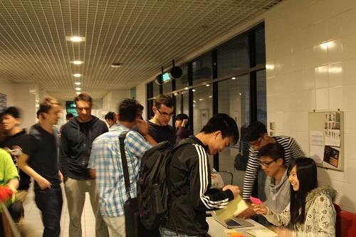 The registration queue before the Information Session