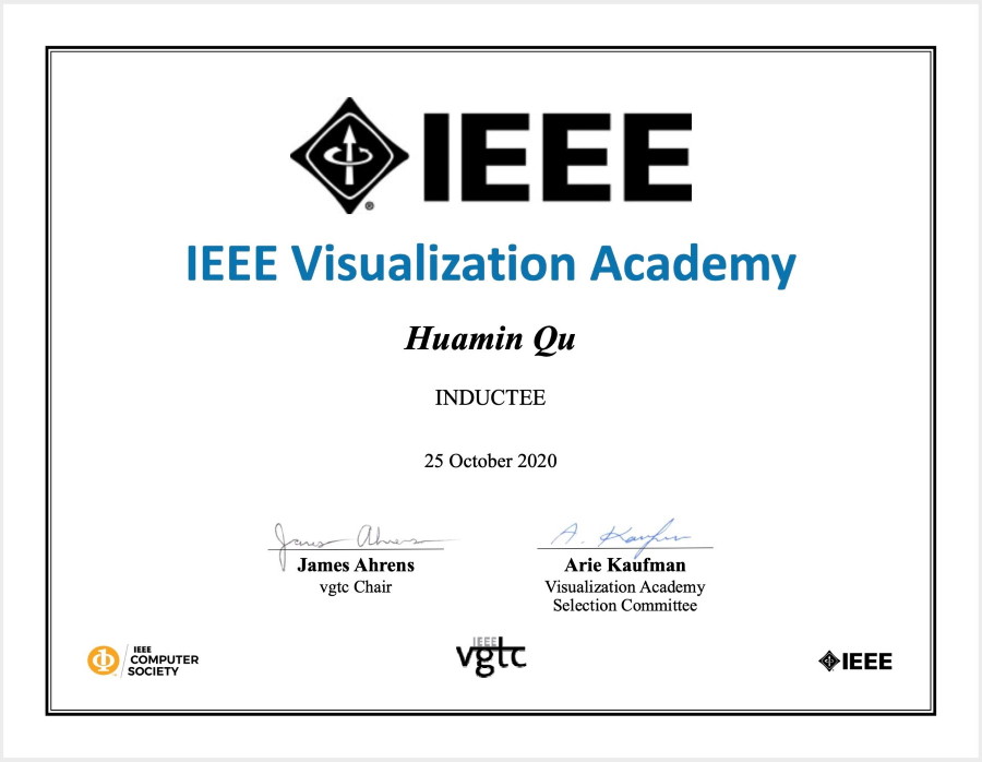 Certificate Issued by the IEEE Visualization Academy