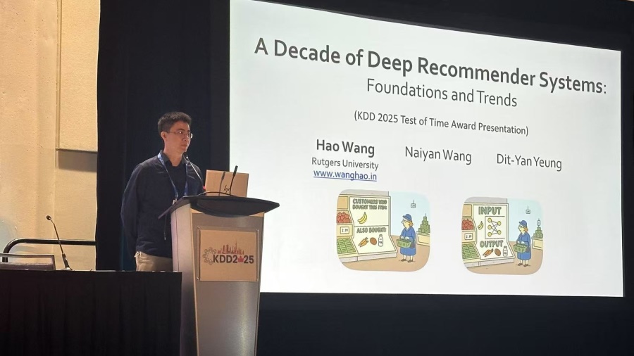 Dr. Hao Wang presenting at the 31st ACM SIGKDD International Conference on Knowledge Discovery and Data Mining (KDD 2025).