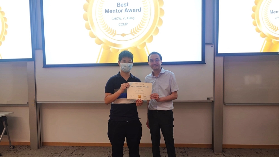 Best Mentor Awardee, Mr. CHOW Yu Hang (Colin) and Dr. Desmond Tsoi (right)