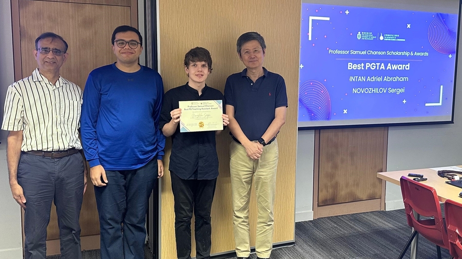 (From Left) Dr. Sunil ARYA, Dr. Amir Goharshady, Sergei NOVOZHILOV, Prof. Xiaofang ZHOU